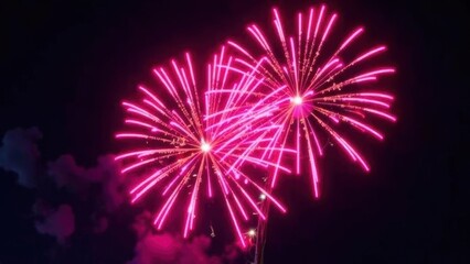 Fototapeta premium Pink energy lights fireworks moving in black background