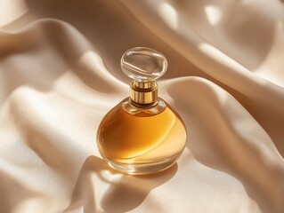 Perfume bottle on a silk backdrop
