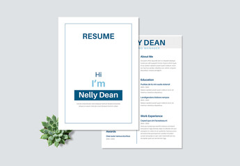 Minimalist Resume Layout with Slate Blue Accents