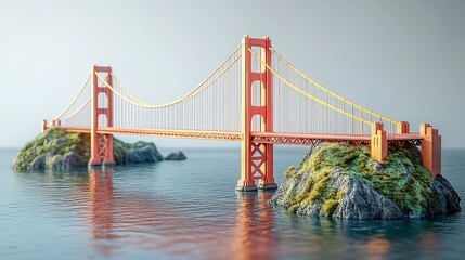 Stunning Golden Gate Bridge Artistic Render Ocean View