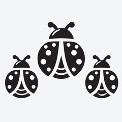 Black and White Ladybug Vector Icon Design