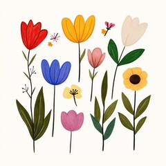 Colorful Stylized Flower Illustration with Textured Petals