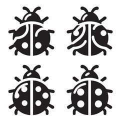 Black and White Ladybug Vector Icon Design