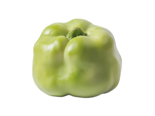 A Single, Plump, Light Green Bell Pepper Close-Up Studio Shot on Black Background