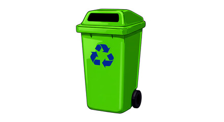 recycling container in green with front-facing recycle symbol