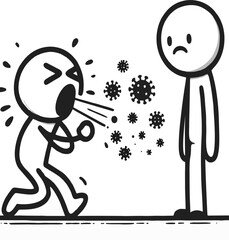 sick stick figure coughing vector