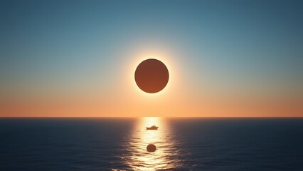 solar eclipse over the ocean 
