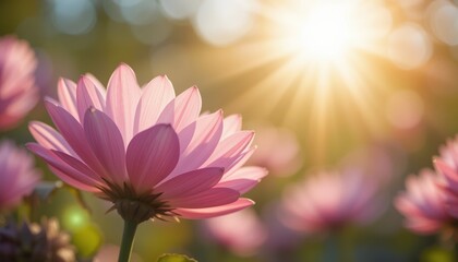 Fototapeta premium Blooming lotus flowers in natural light outdoor garden photography serene environment close-up view beauty of nature