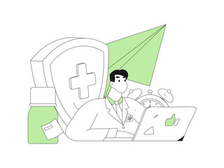 Medical characters fighting the epidemic flat vector concept operation hand drawn illustration
