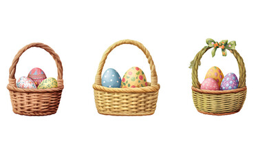 Easter-themed basket, transparent background PNG