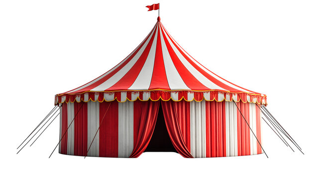 red carnival tent isolated on white background, high-definition, realistic look