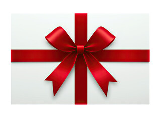 Elegant Red Bow on a White Gift Box: A Festive Celebration
