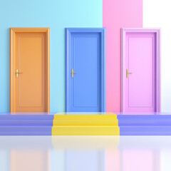 Vibrant Colorful Doors with Stylish Frames and Steps in Modern Decor