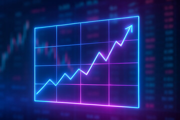 A vibrant neon graph showcasing an upward trend, symbolizing growth and success in the business world. This illustration captures the essence of financial progress and innovation.