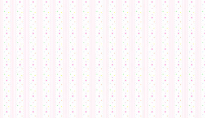 Pink striped pattern with colorful small dots and crosses creating a delicate and cheerful design