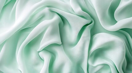 Obraz premium Close-up view of a soft, mint-green fabric draped in folds.