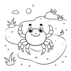 Cute Cartoon Crab Illustration for Kids Coloring Activities or Designs