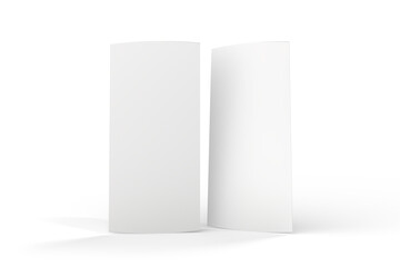 Realistic Dl Flyer Blank Mockup template isolated on background. Empty 3d landscape paper template for flyer, wedding invitation, postcard, gift card, note cards, voucher, greeting card, brochure