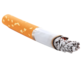 A Close-Up View of a Partially Smoked Cigarette Against a Black Background,  Illustrating the Harmful Effects of Smoking
