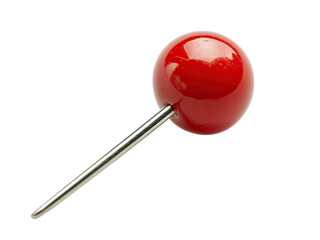 Closeup Shot of a Shiny Red Ball-Head Push Pin on a Black Background: Office Supplies Photography