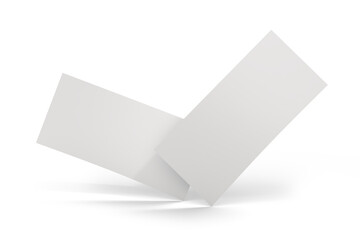 Realistic Dl Flyer Blank Mockup template isolated on background. Empty 3d landscape paper template for flyer, wedding invitation, postcard, gift card, note cards, voucher, greeting card, brochure