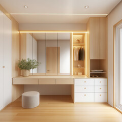 Modern Minimalist Dressing Room Design with Natural Light