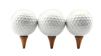 Outdoor golf elements, ball and tee setup, isolated on white background