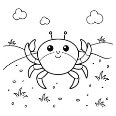 Cute Cartoon Crab Illustration for Kids Coloring Activities or Designs