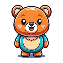 Cute cartoon bear wearing a teal outfit
