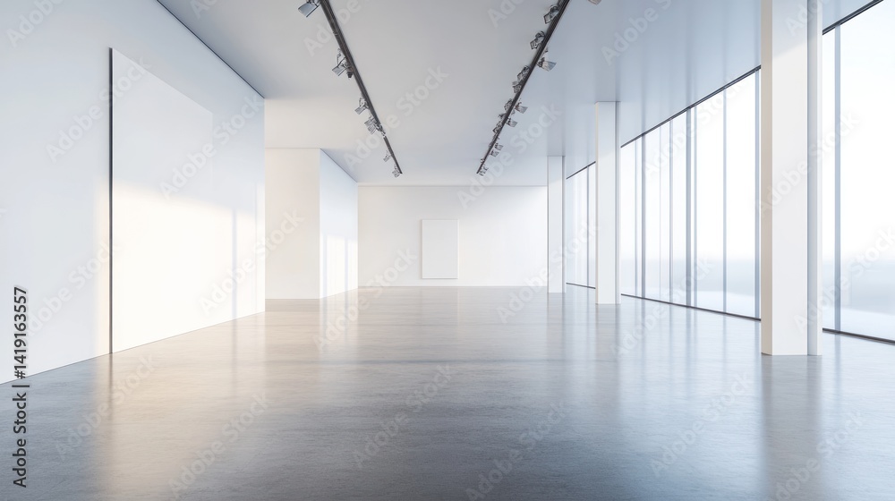Aufkleber modern empty gallery space with large windows