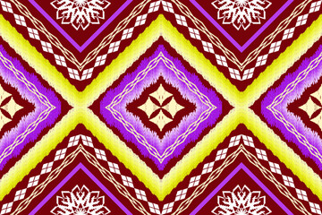 Ethnic Figure aztec embroidery style.Geometric ikat oriental traditional art pattern.Design for ethnic background,wallpaper,fashion,clothing,wrapping,fabric,element,sarong,graphic,vector illustration.