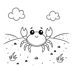Cute Cartoon Crab Illustration for Kids Coloring Activities or Designs