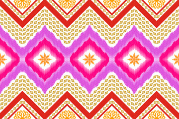 Ethnic Figure aztec embroidery style.Geometric ikat oriental traditional art pattern.Design for ethnic background,wallpaper,fashion,clothing,wrapping,fabric,element,sarong,graphic,vector illustration.