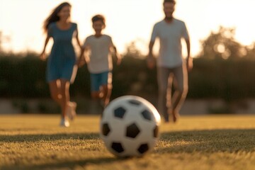 Fototapeta premium Family Enjoying Soccer Game Together on a Sunny Day Outdoors