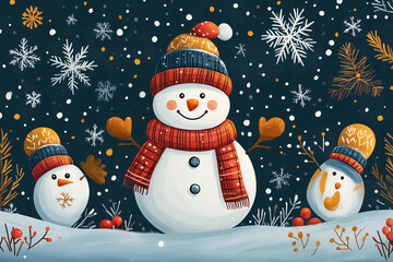 Snowman seamless patter