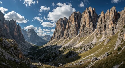 Rugged Mountain Valley Landscape Under a Sunny Sky