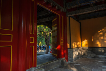 Ancient Chinese Temple Gate Opens to a Courtyard