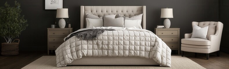 Cozy and Modern Bedroom Interior with Neutral Color Palette