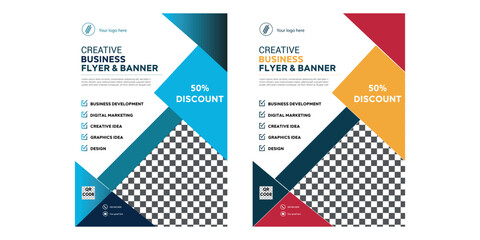 Modern Business Flyer Design with Geometric Shapes in Teal and Orange Color Scheme for Corporate and Financial Reports