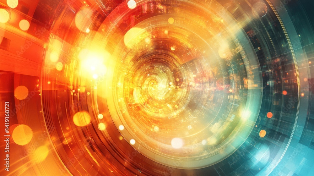 Aufkleber abstract technology background with concentric circles and glowing effects
