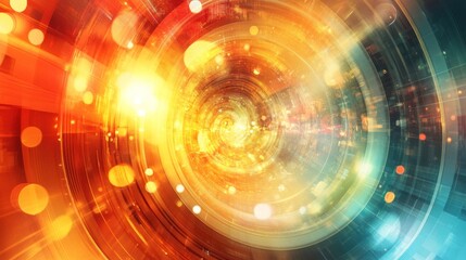 Obraz premium Abstract technology background with concentric circles and glowing effects