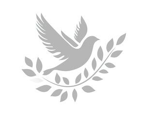 Fototapeta premium Dove of Peace with Olive Branch: Symbol of Tranquility and Hope for a Peaceful World