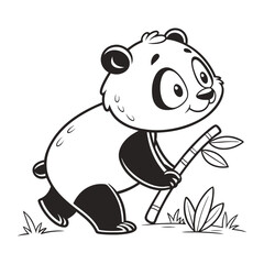 Adorable Cartoon Bear in a Forest Coloring Page Illustration