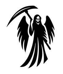 black and white svg vector, Halloween grim reaper icon