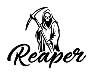 black and white svg vector, Halloween grim reaper icon
