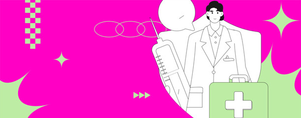 Medical characters fighting the epidemic flat vector concept operation hand drawn illustration
