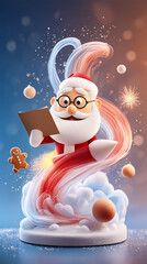 Reading Cartoon Santa on Snow Swirl