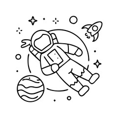 astronaut floating icon, astronaut floating line art - simple line art of astronaut floating, perfect for astronaut floating logos and icons