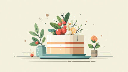 Elegant Cake with Abstract Floral Decor