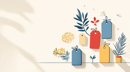 Abstract Sale Tags with Botanical Accents